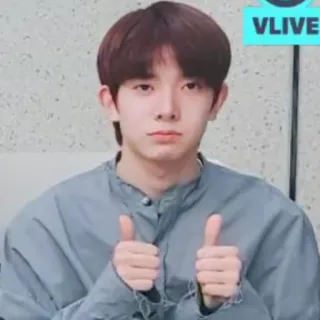 👍 ถูกใจ, เอเชีย, ผู้ชาย, เกาหลี, มีความสุข, VLive telegram sticker