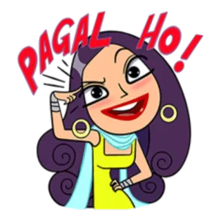 😄 PAGAL HO! Cartoon, Indisch, Desi, Frau, Ausdruck, Verrückt telegram sticker