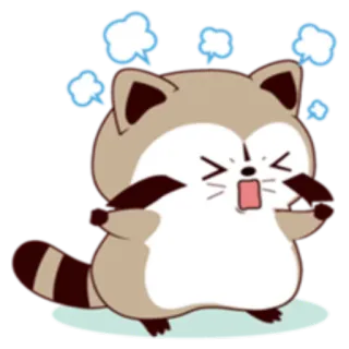 😤 mapache, enojado, frustrado, agotado, lindo, dibujos animados, animal, expresivo whatsapp sticker