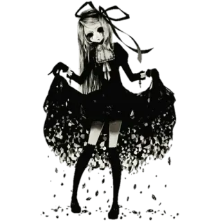 💃 anime, gothic, doll, dark, dress, black telegram sticker