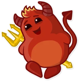☺️ devil, horns, pitchfork, cartoon, character, red, cute, demon whatsapp sticker