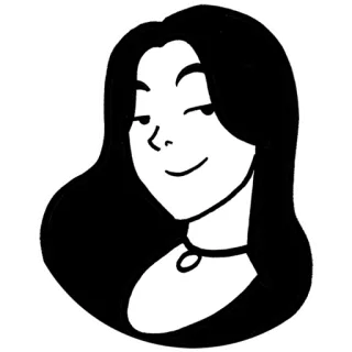 😏 donna, ragazza, ritratto, cartone animato, illustrazione, disegno, femminile, persona telegram sticker
