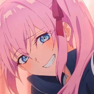 😁 anime girl, pink hair, cute, anime, girl telegram sticker