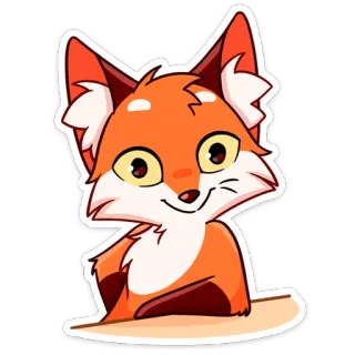 ☺️ zorro, animal, dibujo animado, lindo, pegatina, naranja, amigable telegram sticker