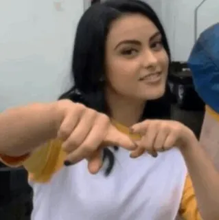 😀 mujer, señalando, persona, sonrisa, morena telegram sticker