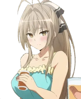 😖 อนิเมะ, ผู้หญิง, เบียร์, เครื่องดื่ม, อาย telegram sticker