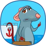 👋 Ratte, Koffer, Stinkefinger, Cartoon, Anker, Meer, Boot, Respektlosigkeit telegram sticker