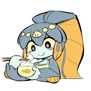 🐟 Anime, Fille, Nourriture, Riz, Mignon, Dessin telegram sticker