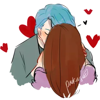😘 coppia, amore, bacio, romanticismo, affetto, anime, cartoni animati telegram sticker