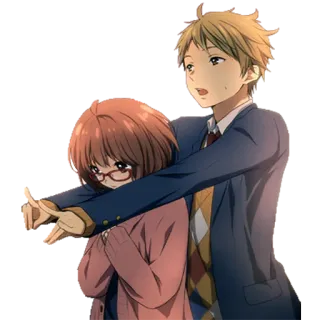 💓 anime, couple, hug, cartoon whatsapp sticker