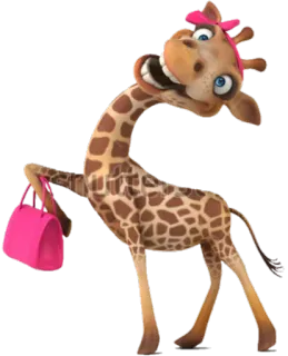 😃 giraffe, tier, cartoon, rosa, lustig, tasche telegram sticker