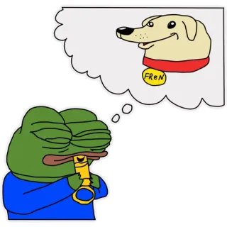 🐕 Pepe the Frog FREN Pepe, hond, cartoon, meme telegram sticker
