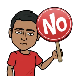 😒 No ไม่, หยุด, การปฏิเสธ, การปฏิเสธ, การ์ตูน, bitmoji telegram sticker