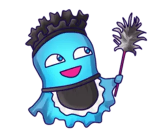 🙂 Hausmädchen, Reinigung, Blau, Cartoon, Verspielt, Figur whatsapp sticker