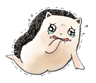 😭 hérisson, triste, pleurs, animal, autocollant, dessin animé, mignon telegram sticker