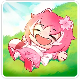 ☀️ Anime, Kawaii, Dễ thương, Hồng, Vui vẻ, Hoạt hình, Nhân vật telegram sticker