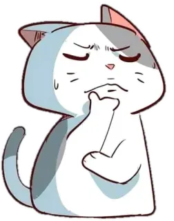 🐈 猫, 思考, 沉思, 卡通, 贴纸, 表情, 可爱 whatsapp sticker