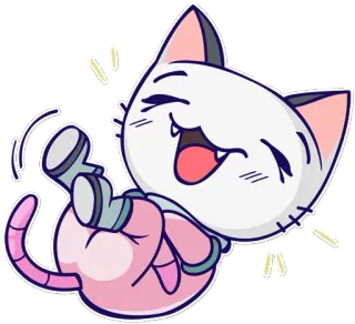 😆 gato, dibujos animados, robot, rosa, lindo, animal whatsapp sticker