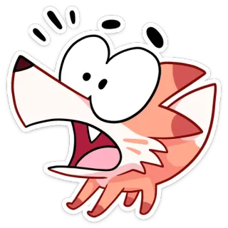 😳 OOO shocked, fear, animal, fox, cartoon, surprise whatsapp sticker