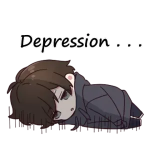 💔 Depression... triste, depresso, infelice, cartone animato, emotivo, solo, melanconico telegram sticker