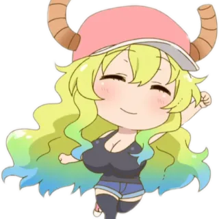 👊 Lucoa Miss Kobayashi's Dragon Maid Anime, Naga, Chibi, Kawaii, Lucoa, Miss Kobayashi's Dragon Maid, Tanduk telegram sticker