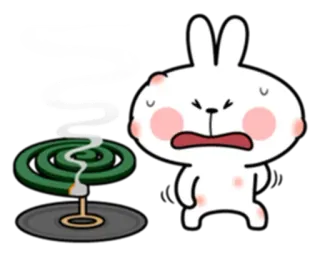 😖 mosquito coil, rabbit, annoyed, pest control, insect repellent telegram sticker