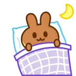 😪 bunny, sleeping, moon, cute, cartoon, animal, bed, night telegram sticker