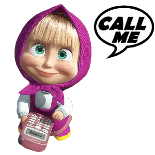 📞 Masha Masha and the Bear CALL ME masha, call me, cartoon, phone, bear whatsapp sticker