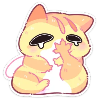🤭 cat, kitten, sad, crying, sticker, cute, cartoon telegram sticker