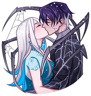 🥰 pocałunek, miłość, pająk, para, anime telegram sticker