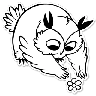 🌸 부엉이, 새, 꽃, 귀여운, 만화, 스티커, 동물, 나는 telegram sticker
