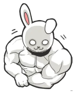 💪 Hase, muskulös, Häschen, Tier, Maske whatsapp sticker