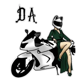 ☺️ DA moto, capacete, menina, adesivo, desenho animado, orelhas de gato, sexy telegram sticker