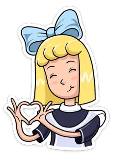 ❤ Desenho animado, Menina, Amor, Coração, Azul, Loira, Bonito, Adesivo whatsapp sticker