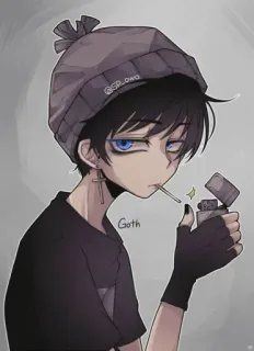 🚬 Goth goth, sigaretta, teen, accendino, oscuro telegram sticker