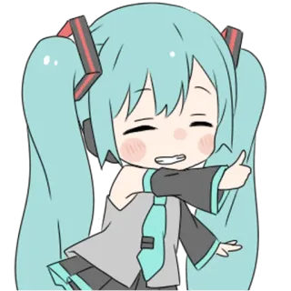 👍 Hatsune Miku Anime, Manga, Vocaloid, Chibi, Niedlich, Daumen hoch telegram sticker
