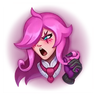😠 Anime, Zły, Różowe włosy, Kobieta, Postać telegram sticker