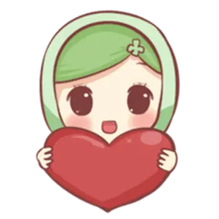 ❤ Kreskówka, Dziewczyna, Serce, Miłość, Słodkie telegram sticker