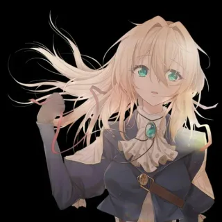 😕 Violet Evergarden anime, character, woman, blonde hair, green eyes telegram sticker