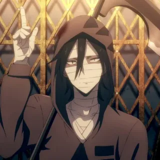 🖤 Isaac Foster Angels of Death Anime, Isaac Foster, Angels of Death, Sabit, Karakter, Hoodie, Perban telegram sticker