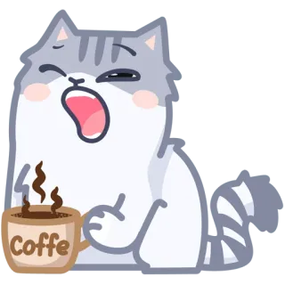 ☕️ Coffe gato, café, manhã, sonolento, cansado telegram sticker