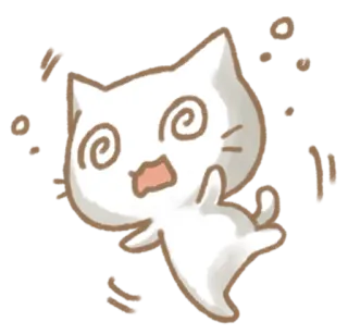 😱 kucing, pusing, kartun, imut, stiker, putih, bingung, anime telegram sticker