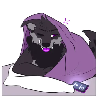 🥱 ALARM lobo, sonolento, alarme, manhã, cama, fofo telegram sticker