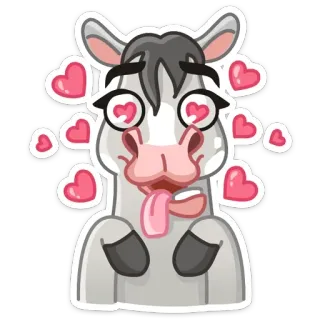 🥰 cheval, coeurs, amour, dessin animé, animal, emoji telegram sticker