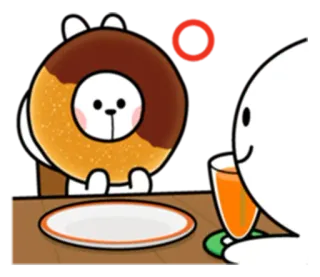 ⭕ donut, tisch, getränk, cartoon, mahlzeit, süß whatsapp sticker