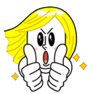 👍 いいね, ポジティブ, ワクワク, 漫画, 女の子, ブロンド telegram sticker