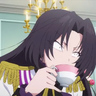 🧬 anime, character, tea, purple, gold, uniform whatsapp sticker