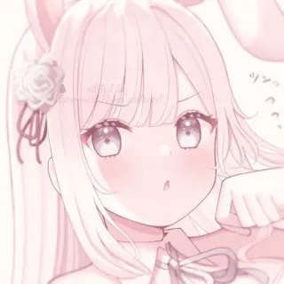🍓 ragazza anime, orecchie da coniglio, carino, rosa, cartone animato, manga whatsapp sticker