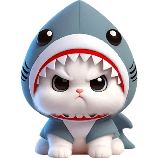 😡 chat, requin, animal, mignon, dessin animé, félin telegram sticker