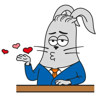 😘 Hase, Cartoon, Liebe, Herzen, Kuss, Zuneigung, süß, Tier telegram sticker